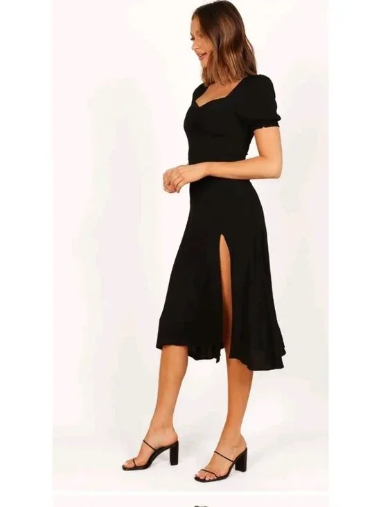 Petal & Pup Franklin Dress Women 10 Ebony Black Puff Shirt Sleeve Whimsigoth NWT - Picture 2 of 10